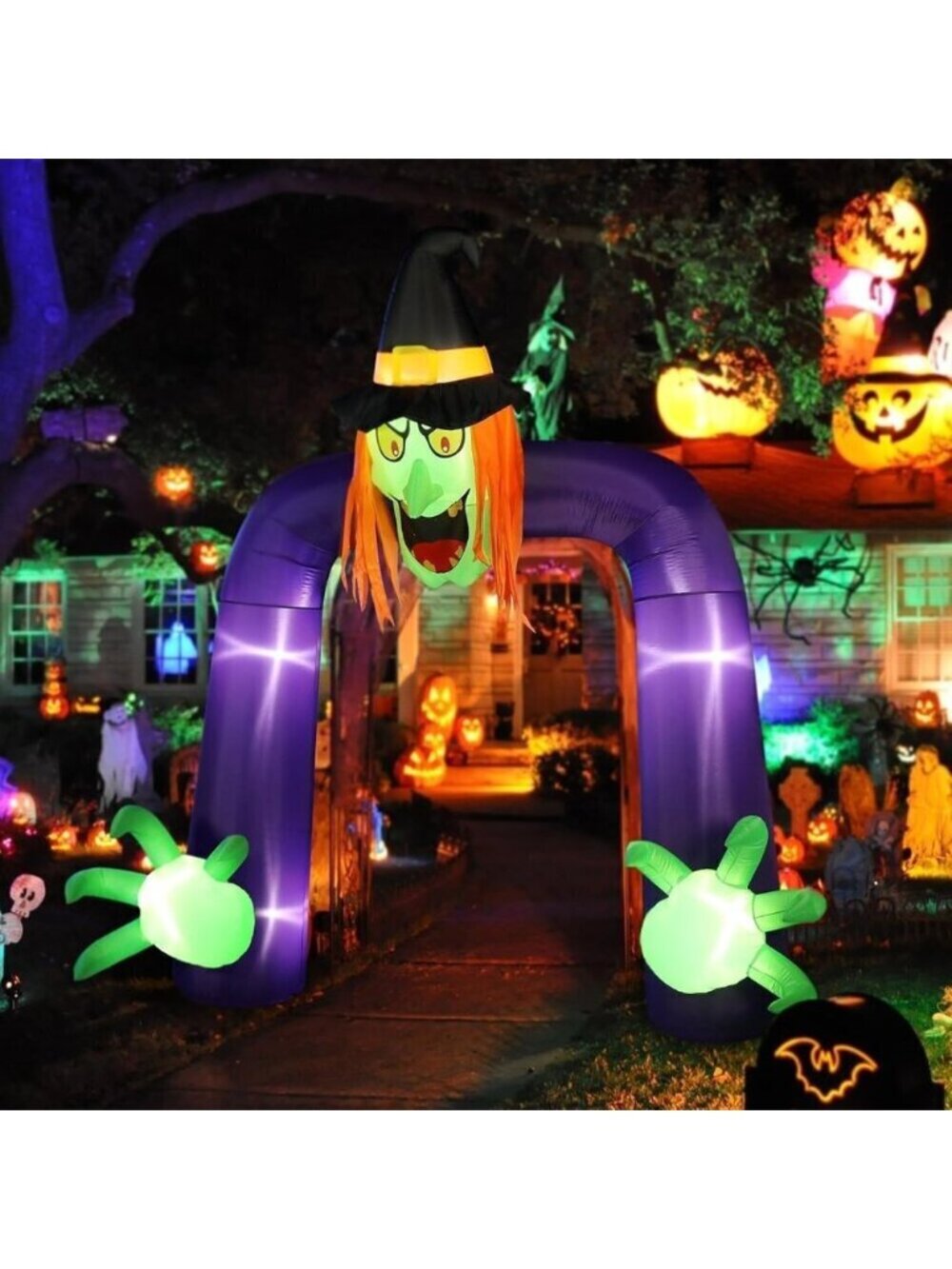 Halloween Inflatable Archway 10ft Arch Inflatable Witch Blow up Yard Decorations